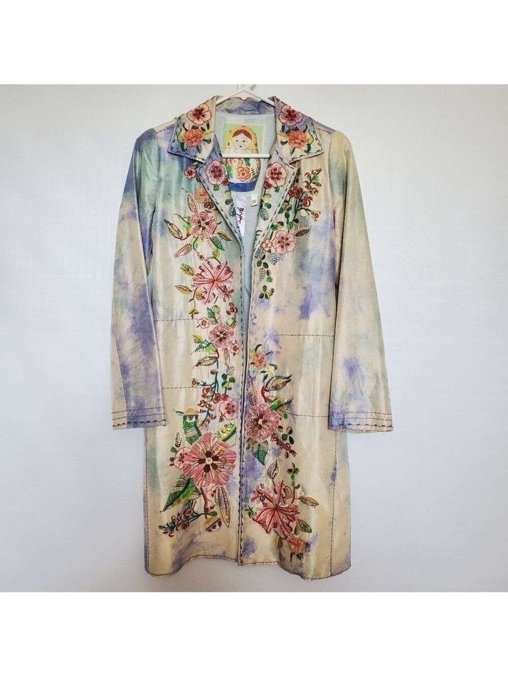Johnny Was BIYA Jacket Silk Women Vintage Rare Sequin Embroider Beaded Blue (XS)